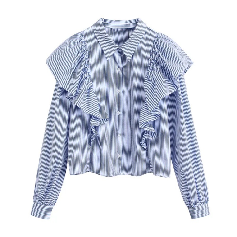 Zara Striped Blue and White Top